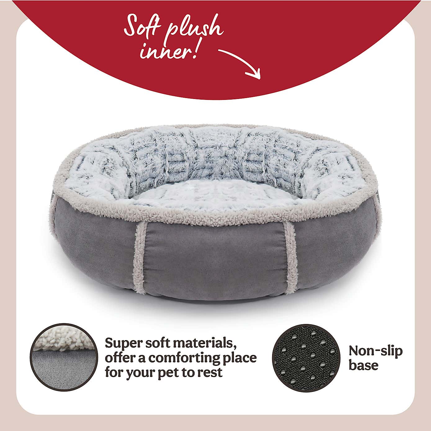 Rosewood Plush Donut Pet Bed