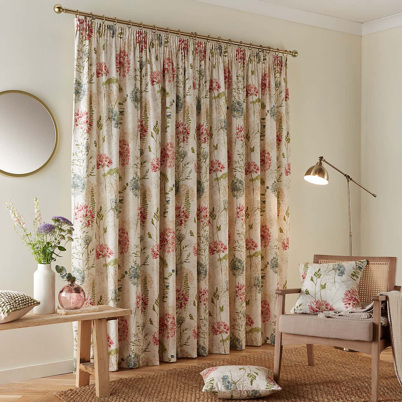Country Meadow Pencil Pleat Curtains