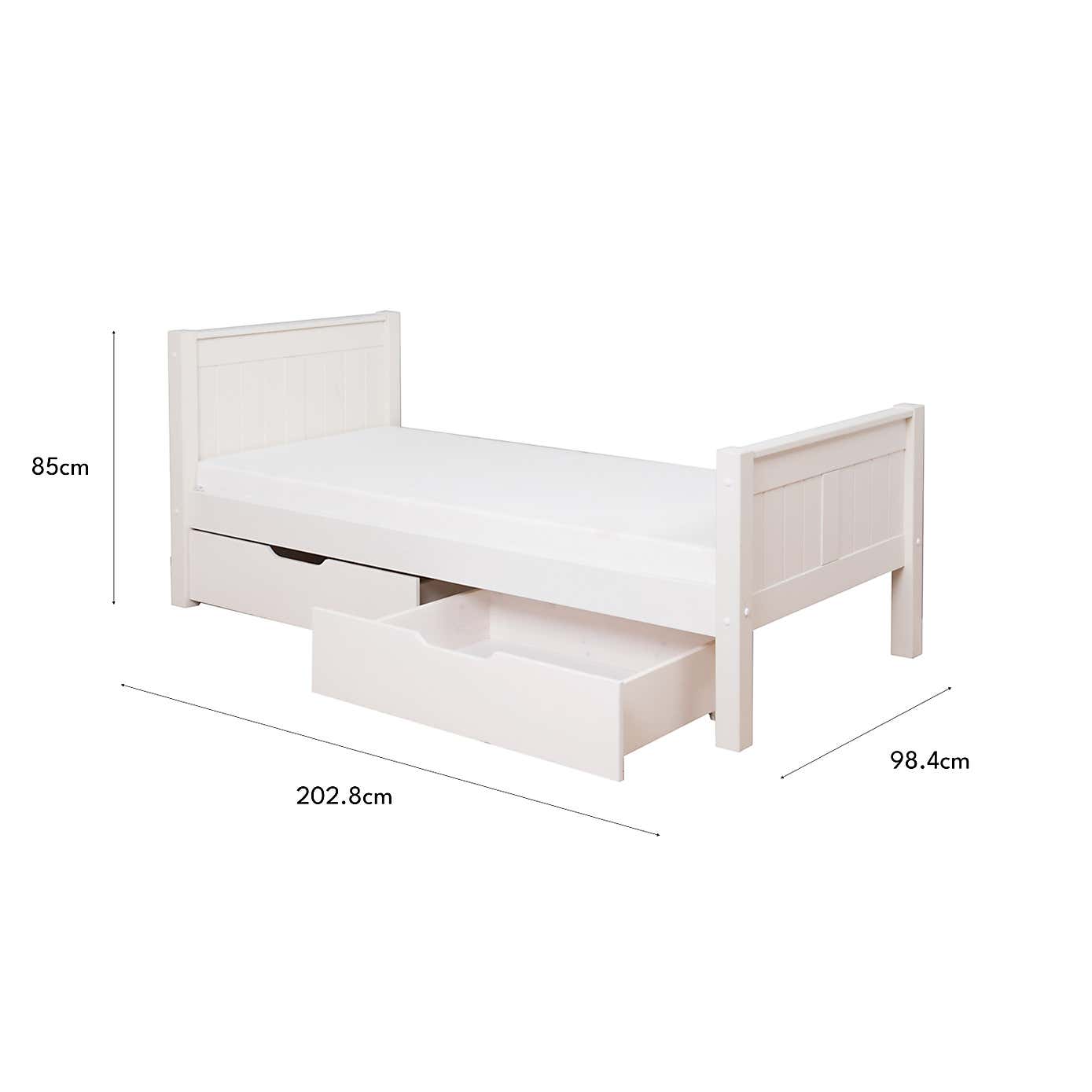 Stompa Pine Bed with 2 Underbed Drawers