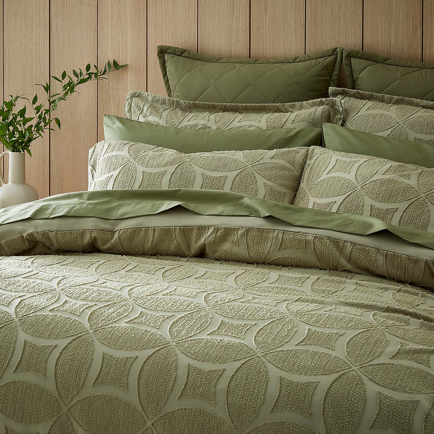 Alda Textured Soft Olive Oxford Pillowcase