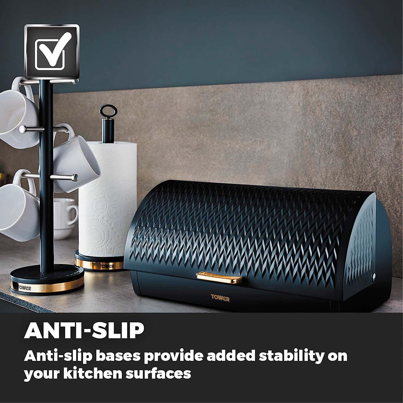 Tower Empire 6 Cup Mug Tree & Kitchen Roll Holder Set