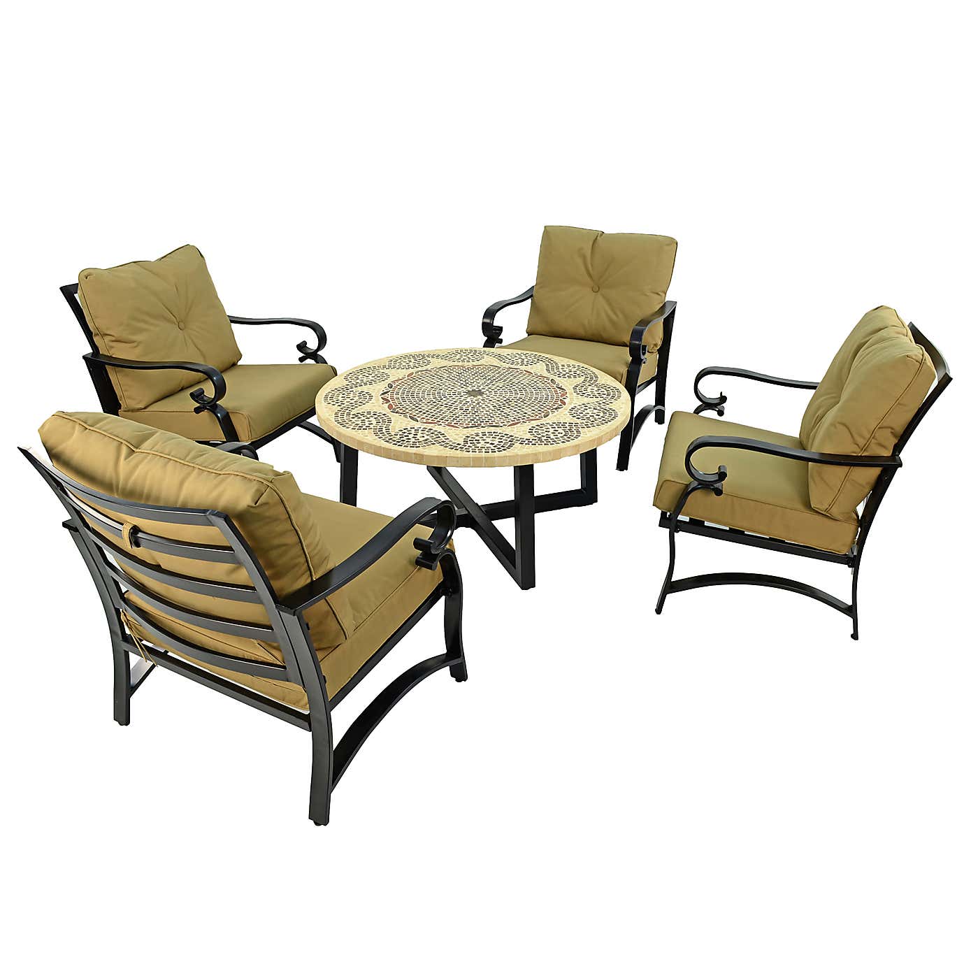Byron Manor Arlington Round Coffee Table with 4 Westfield Lounge Chairs