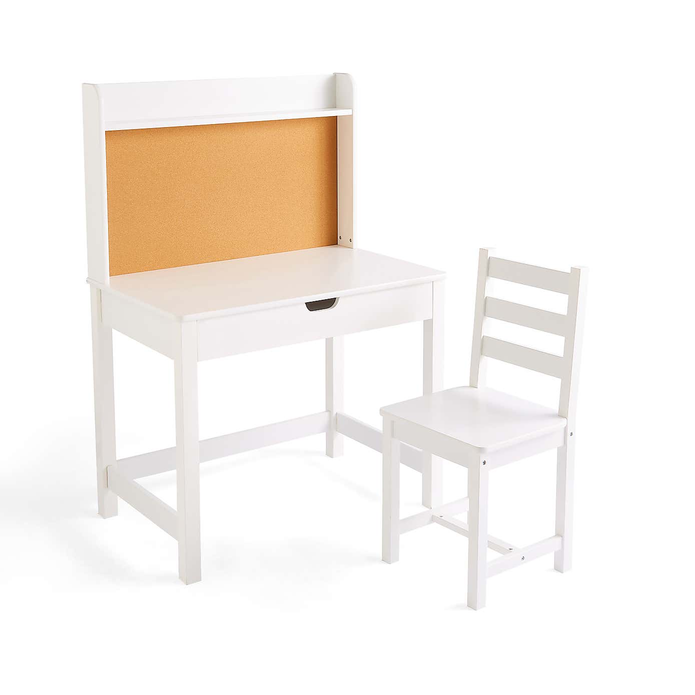 Kids Finley Desk Corkboard and Chair, White