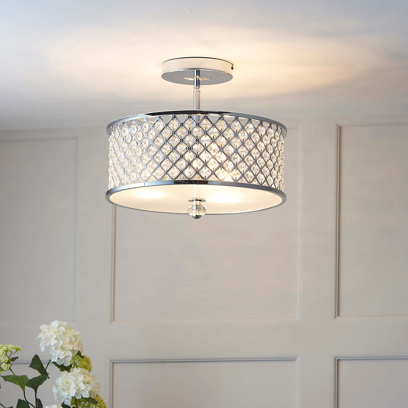 Crystal Hudson 3 Light Flush Ceiling Fitting