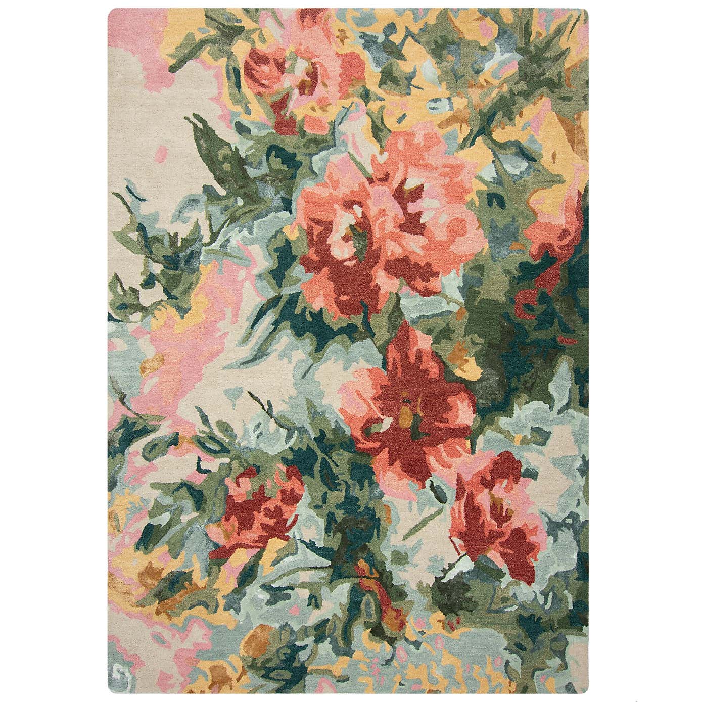 Painted Floral Wool Rug
