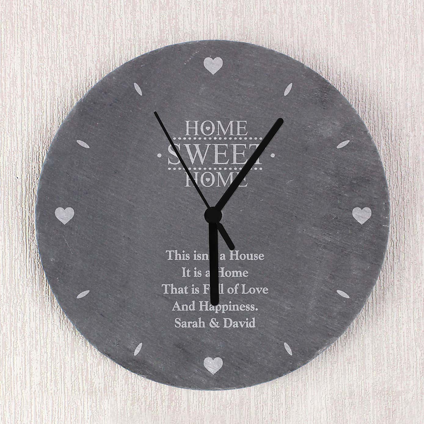 Personalised Home Sweet Home Slate Clock