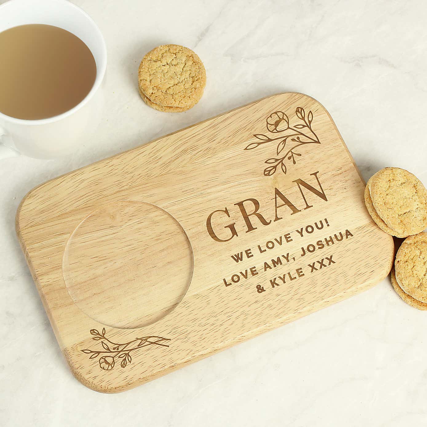 Personalised Floral Wooden Coaster Tray
