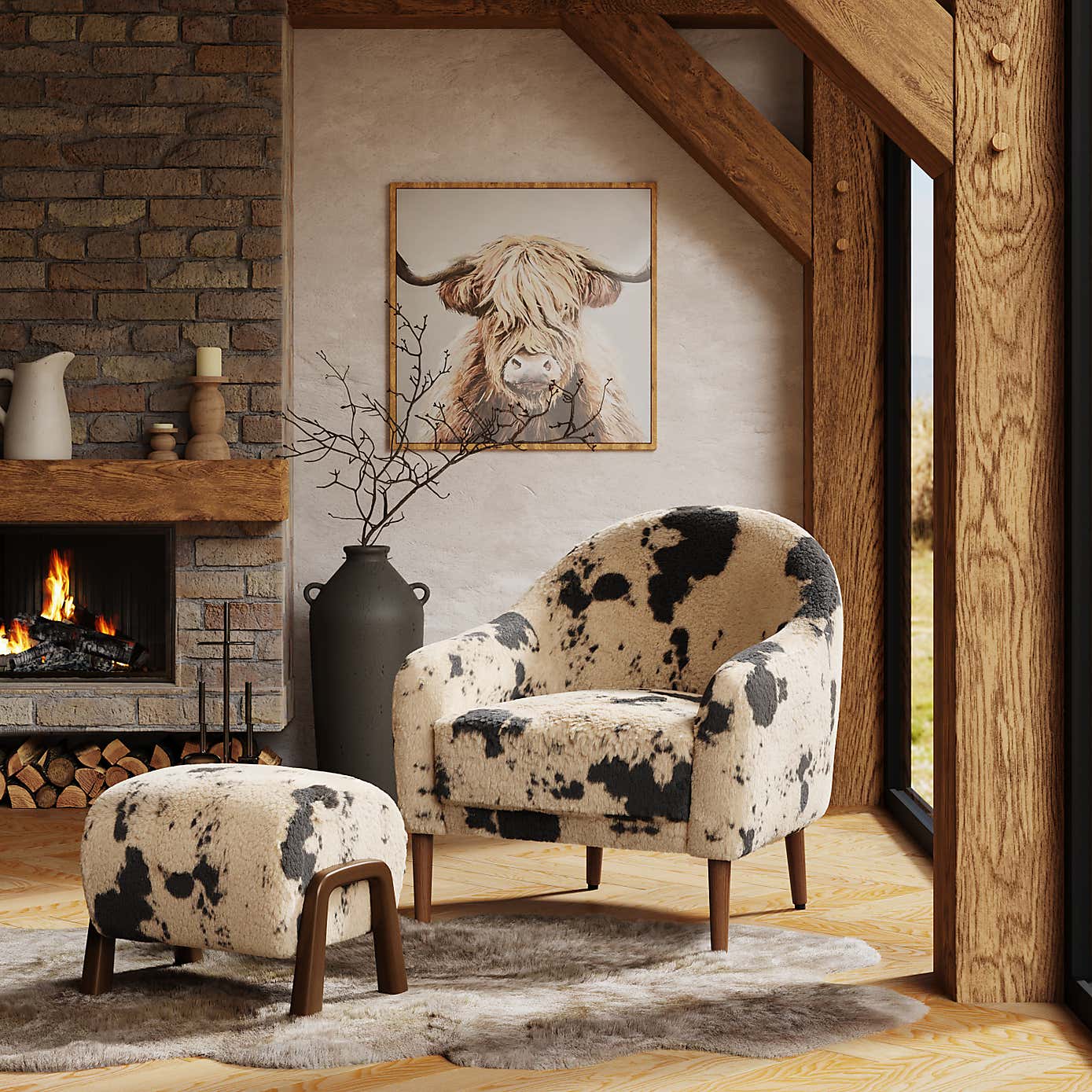 Kaspar Faux Cow Fur Tub Chair