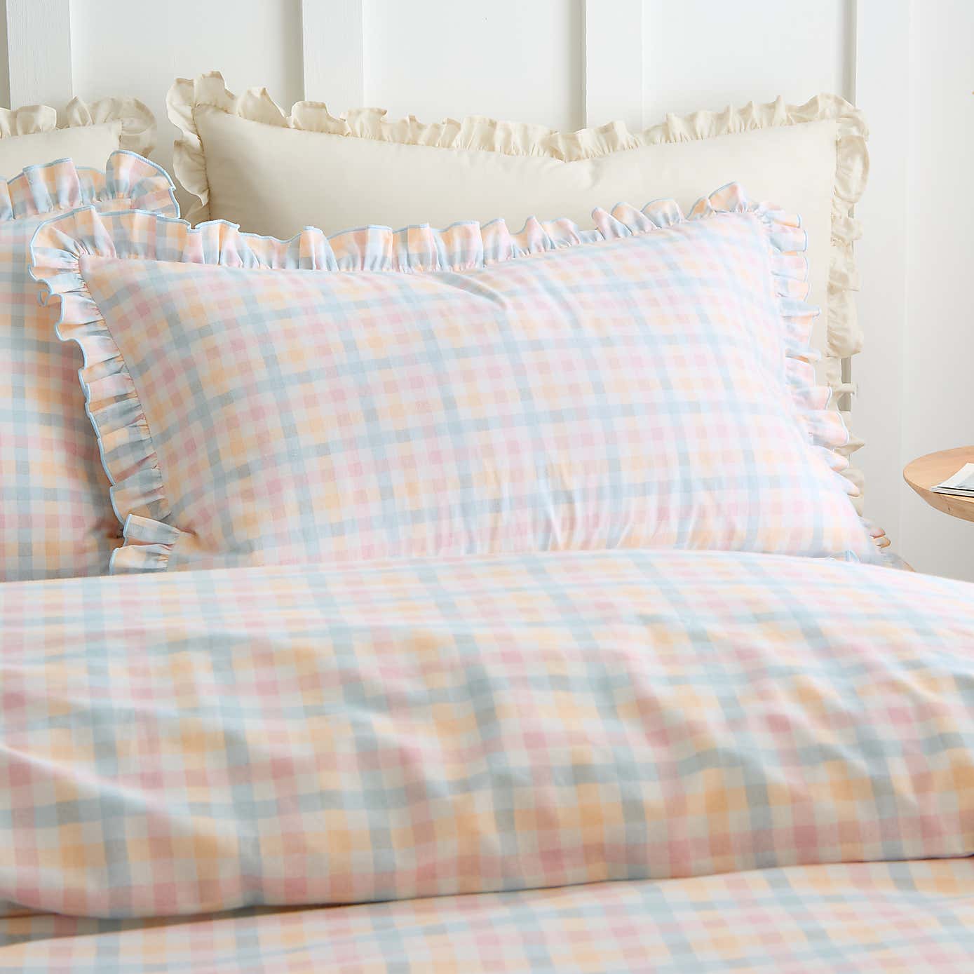 Mila Gingham 100% Cotton Duvet Cover and Pillowcase Set
