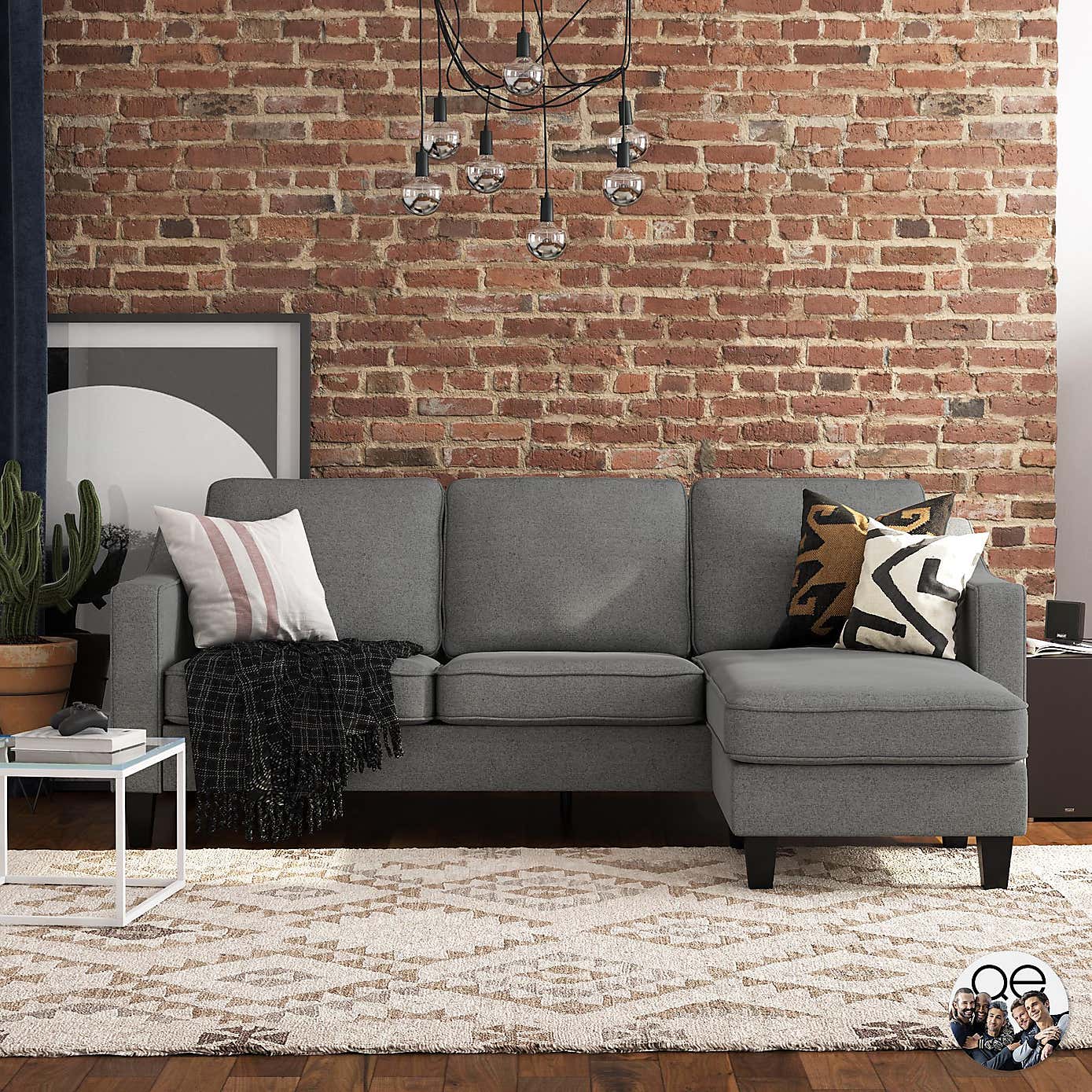 Brighton Linen Sectional Sofa Grey