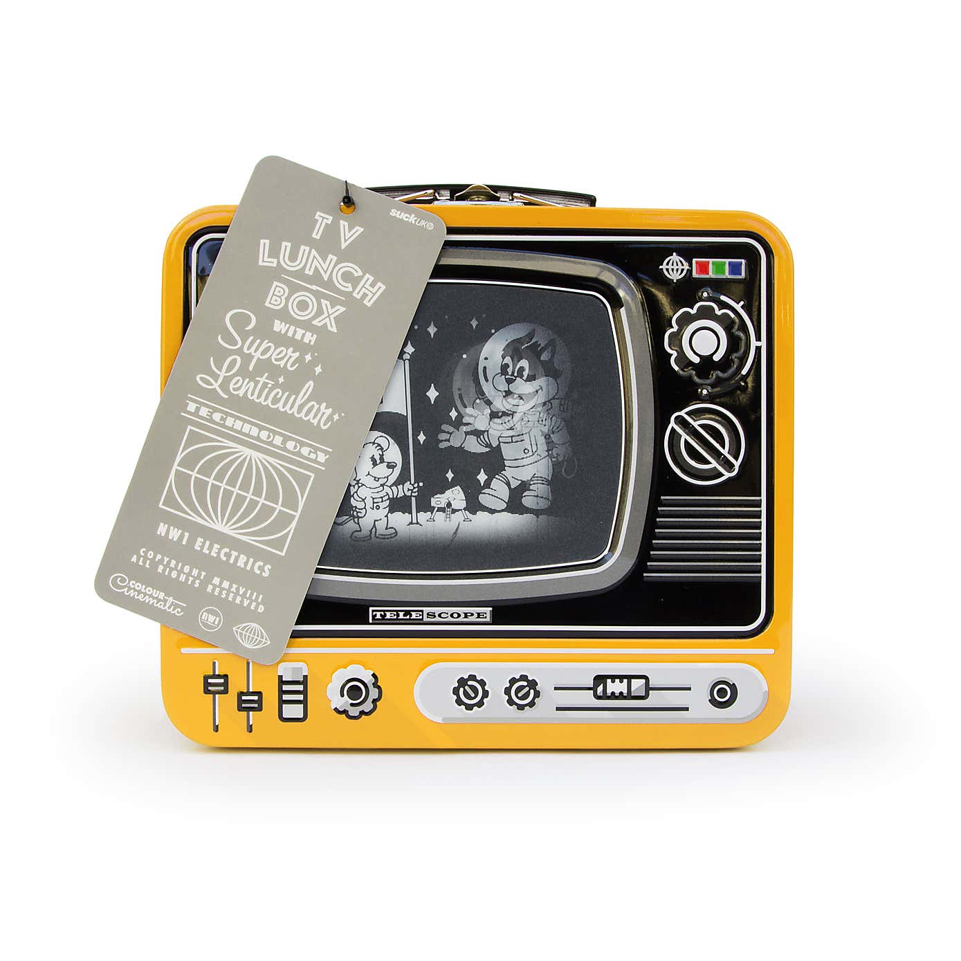 Space Yellow TV Metal Lunch Box