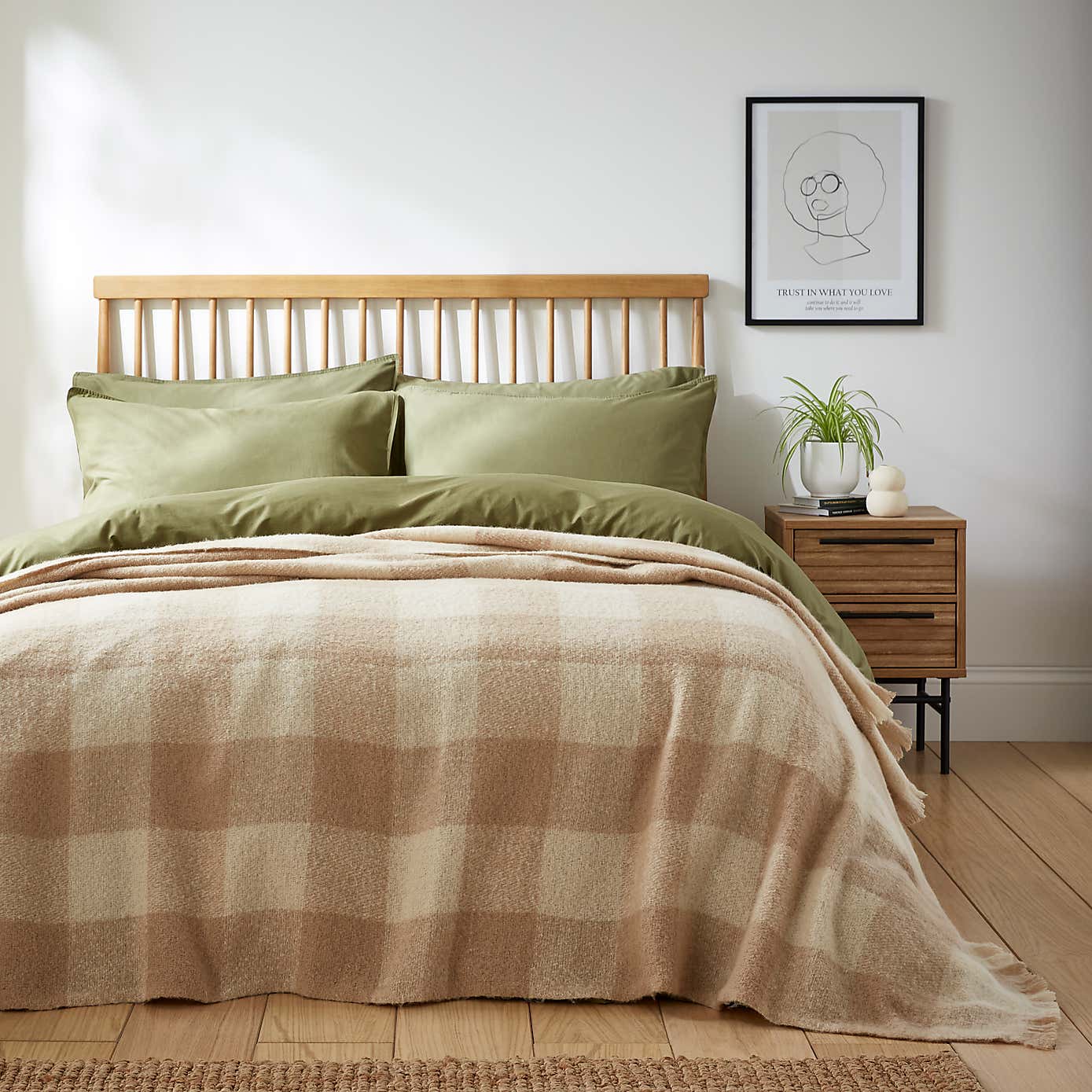 Cabin Check Faux Mohair Throw 235cm x 235cm