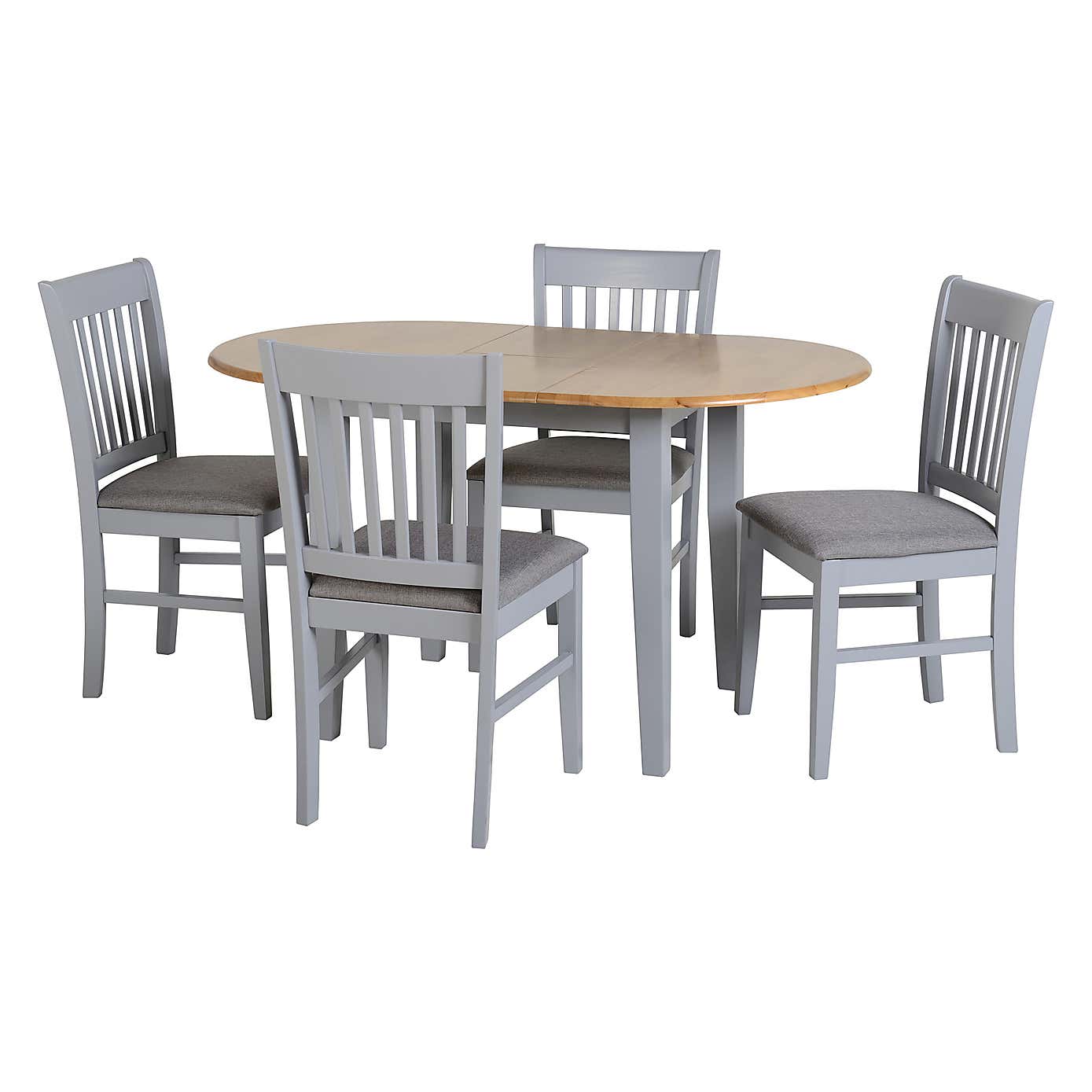 Oxford 4-6 Seater Oval Extendable Dining Table with 4 Chairs, Grey