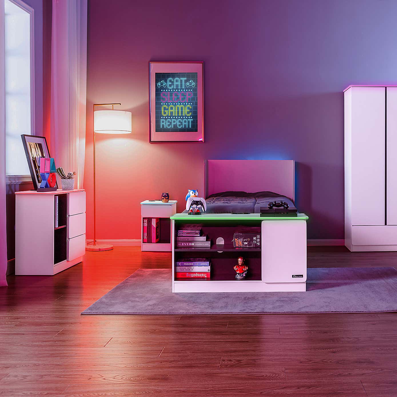 X Rocker Carbon Tek Chest of Drawers with Neo Fibre LED