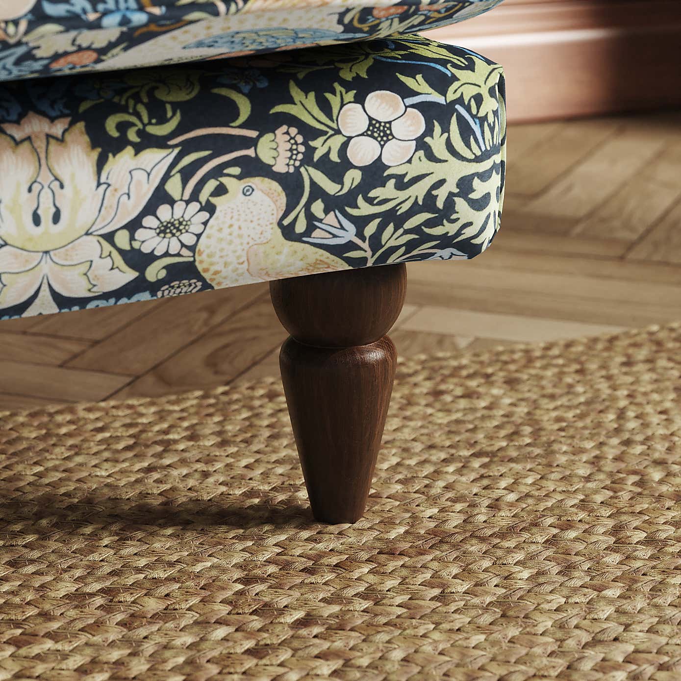 William Morris Strawberry Thief Velvet Fabric Sample