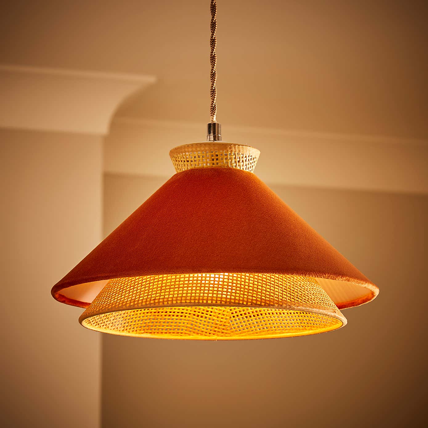 Phuket Recycled Velvet Rattan Lamp Shade