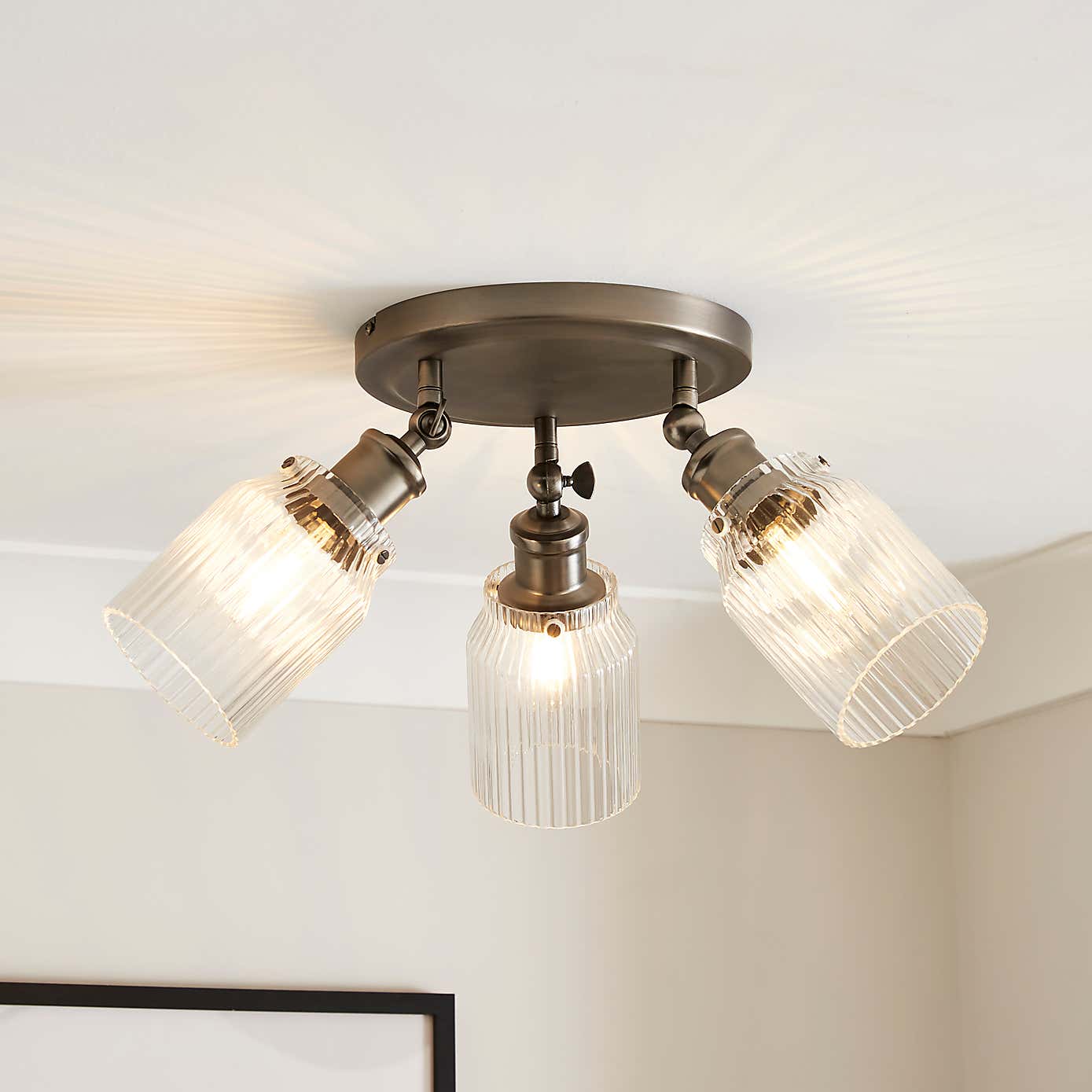 Tobias Industrial Ribbed 3 Light Adjustable Spotlight