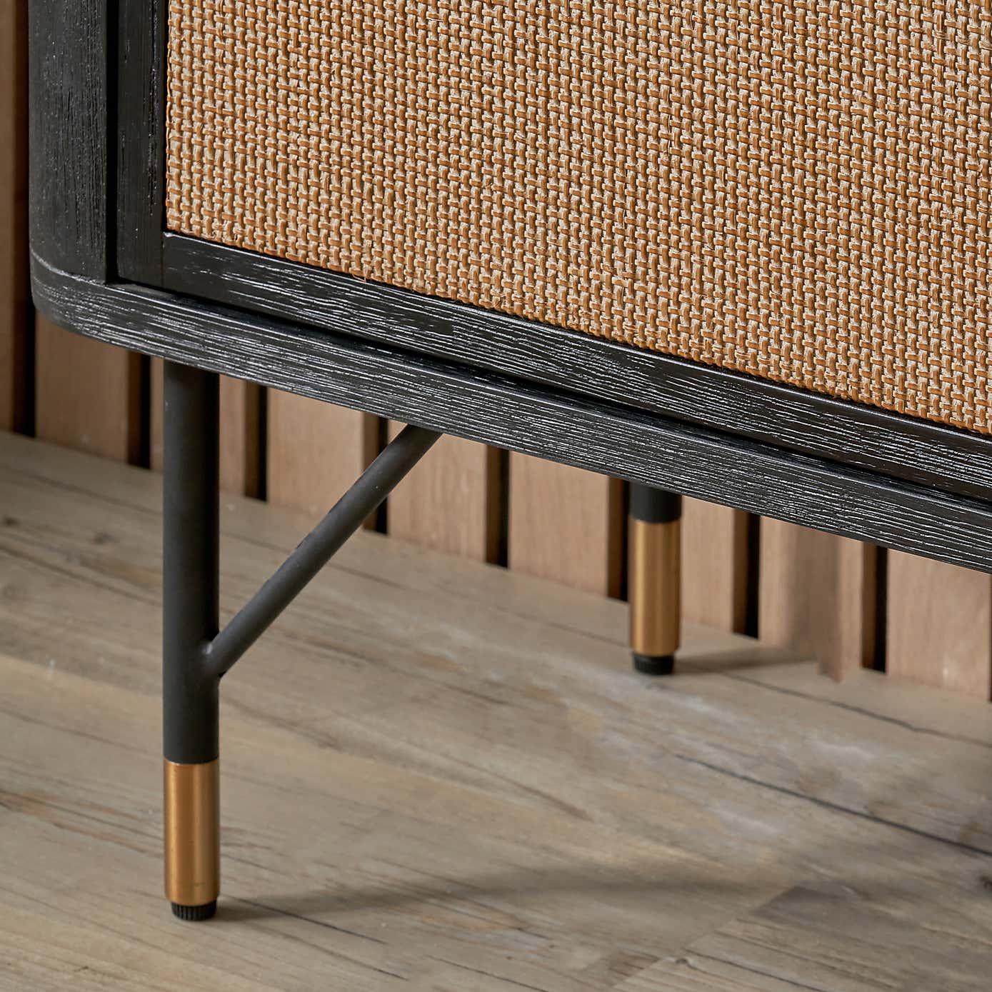 Fiji 4 Door Sideboard, Acacia Wood and Rattan