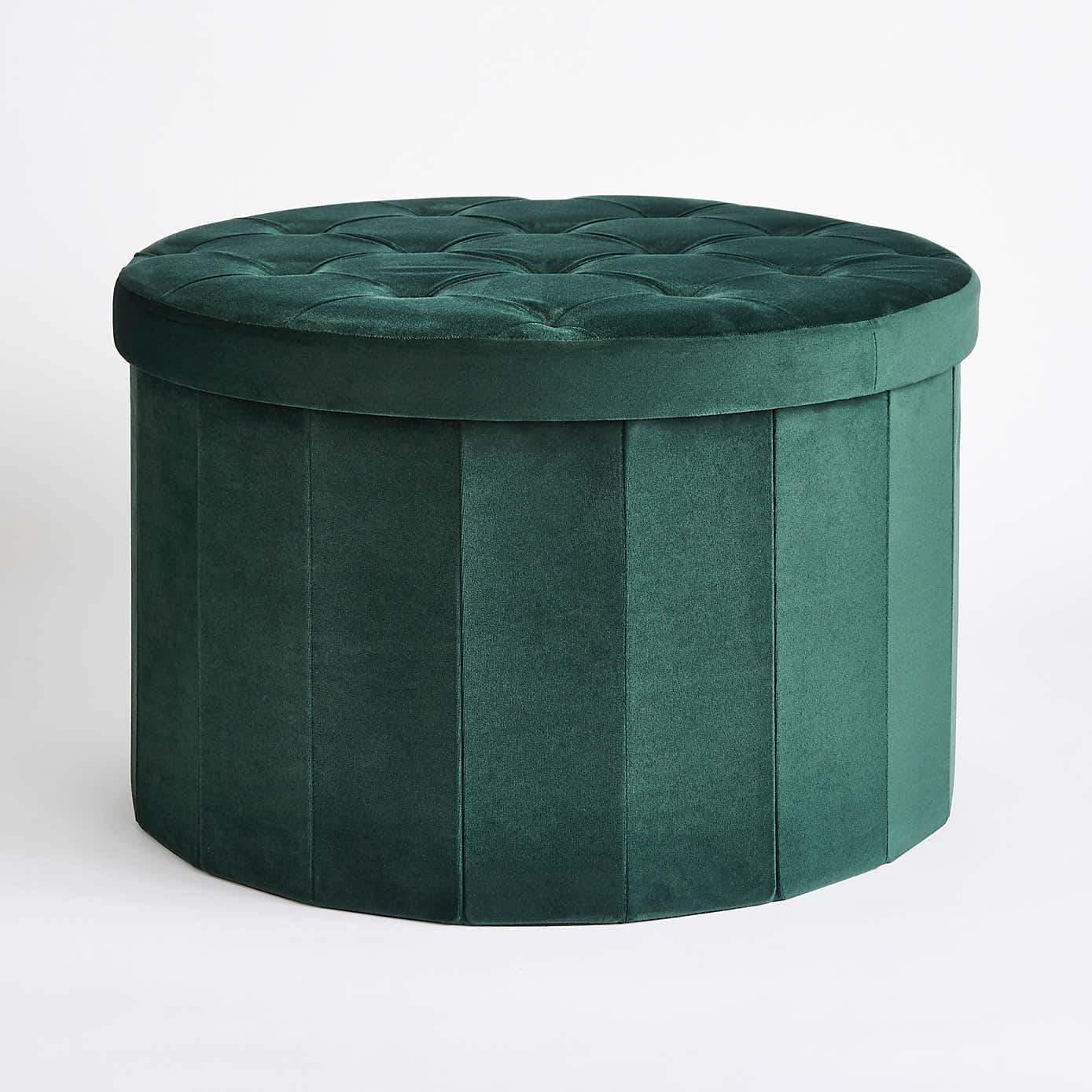 Large Round Velvet Ottoman