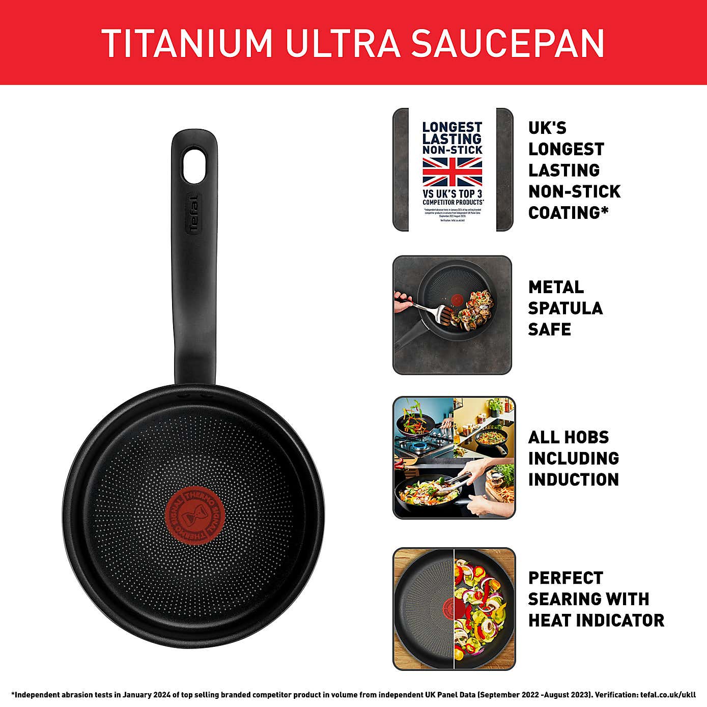 Tefal Titanium Ultra Non-Stick Aluminium Saucepan, 18cm