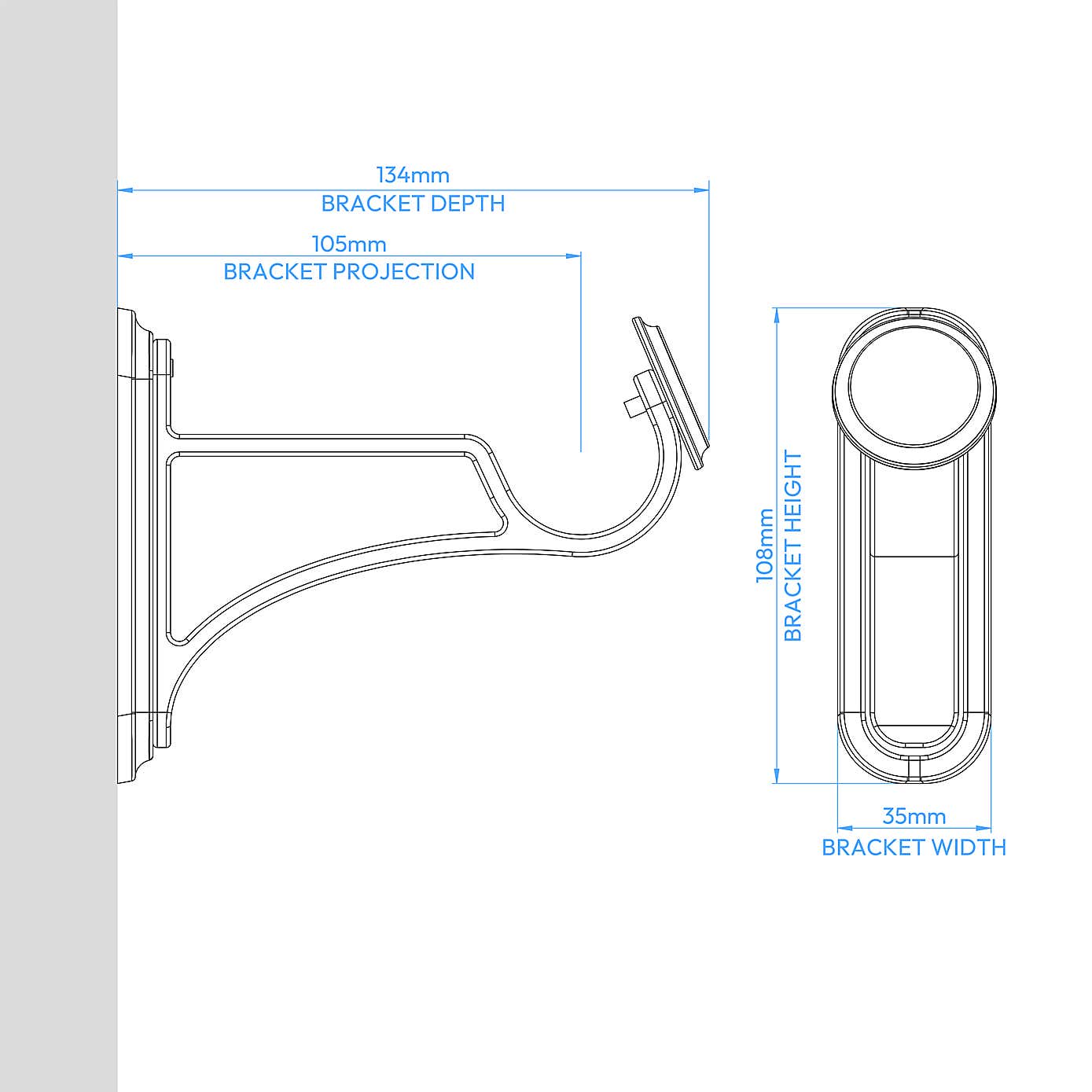 Traditional Ball Fixed Metal Curtain Pole with Rings