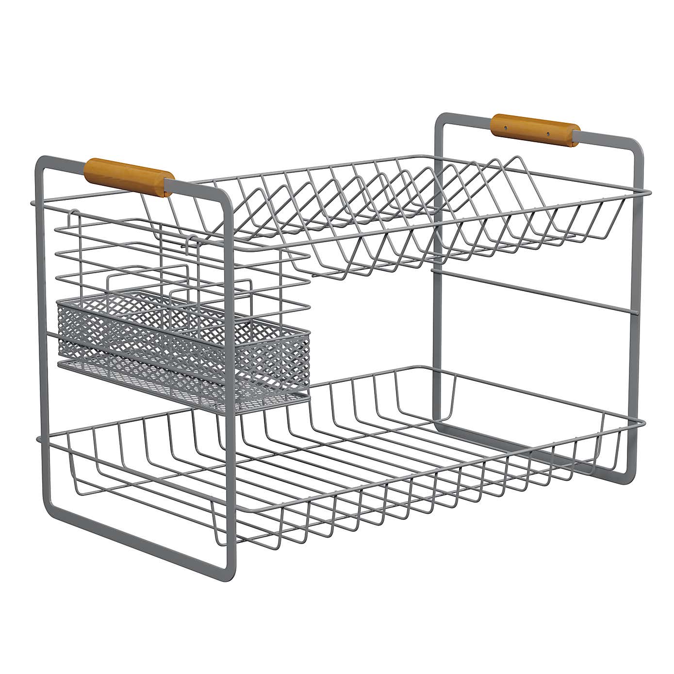 Grey and Bamboo Two Tier Drainer