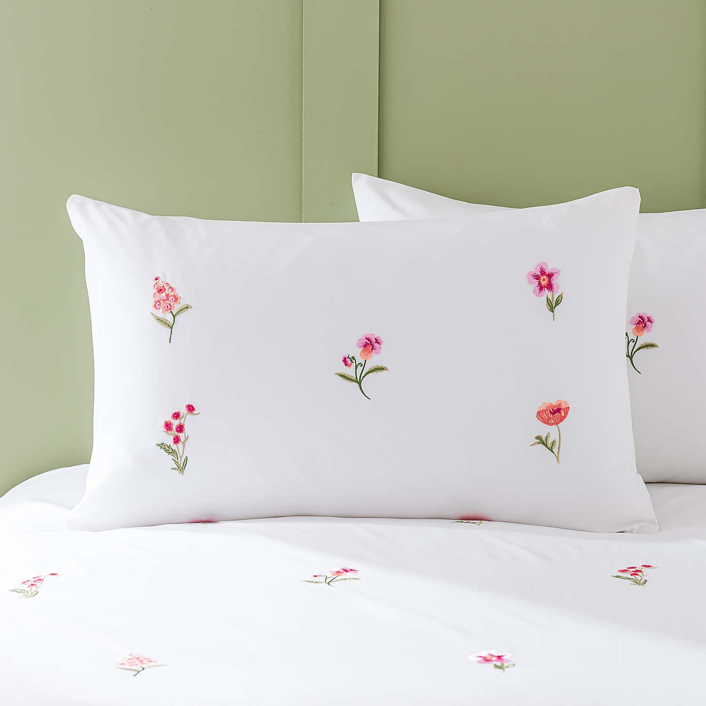 Rosetta Floral Embroidery Duvet Cover & Pillowcase Set