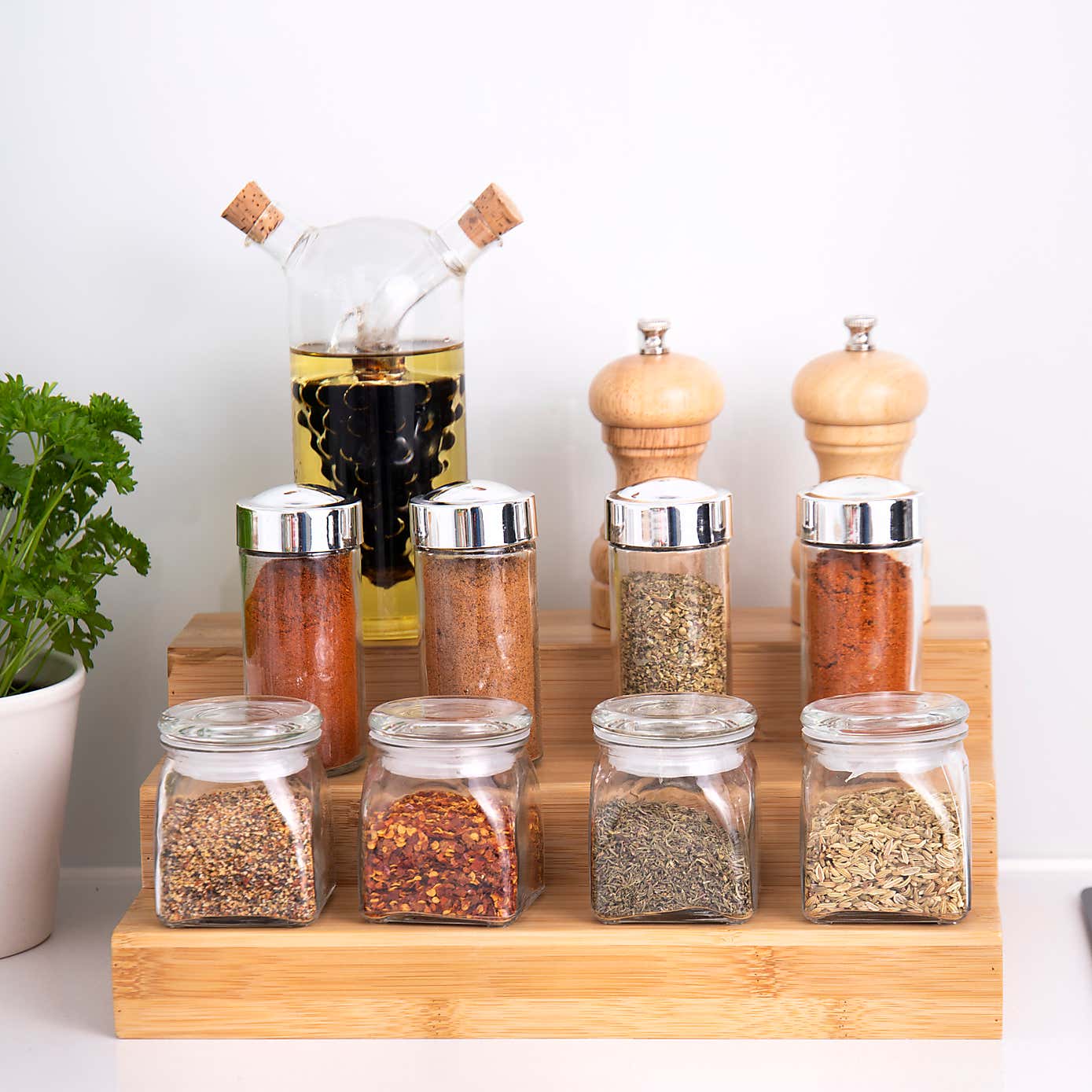 Tiered Wooden Spice Rack/Cupboard Organiser