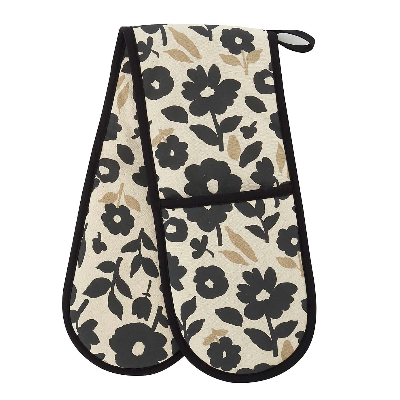 Floral Monochrome Cotton Double Oven Glove