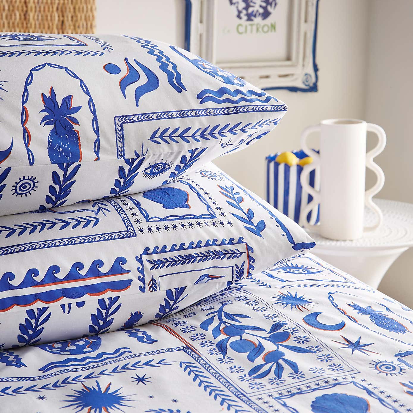 Riva Frieze Blue Duvet Cover and Pillowcase Set