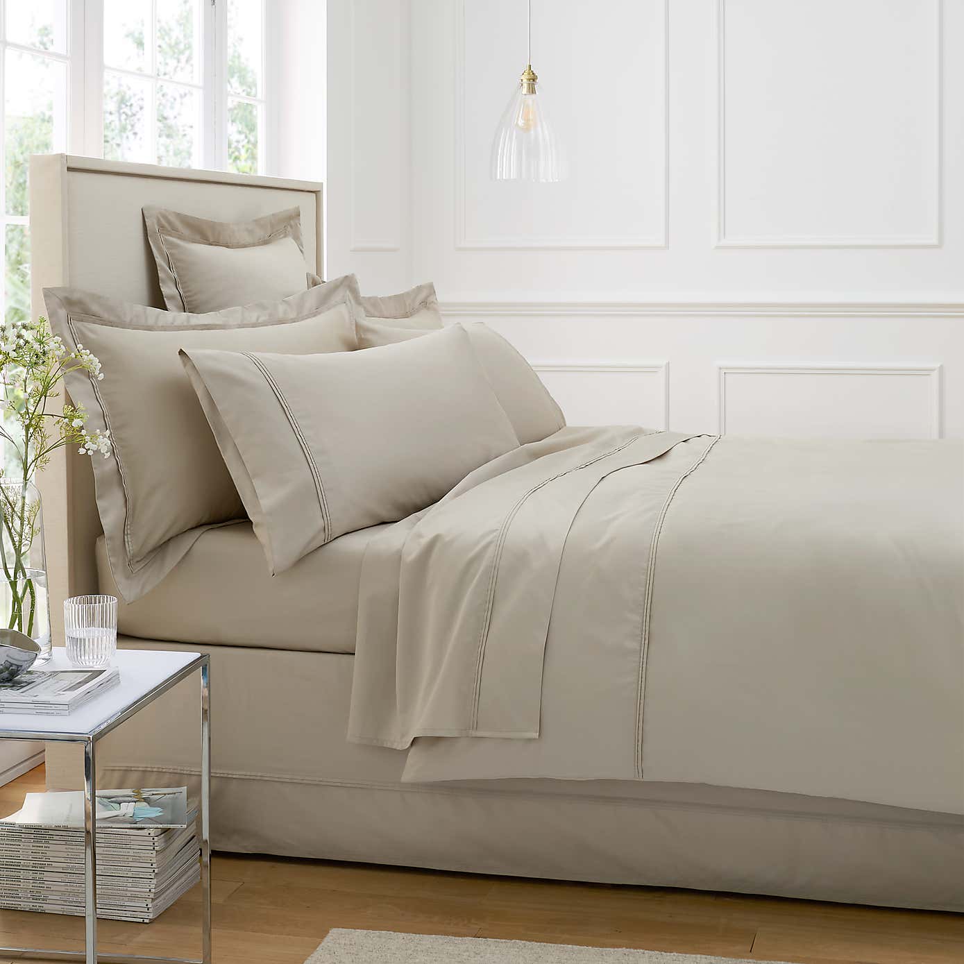 Dorma 500 Thread Count 100% Cotton Sateen Plain Flat Sheet