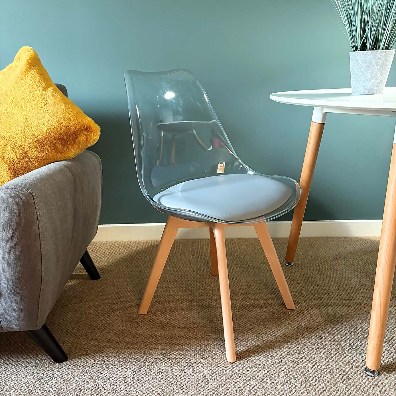 Fusion Living Soho Clear Plastic Dining Chair with Squared Legs