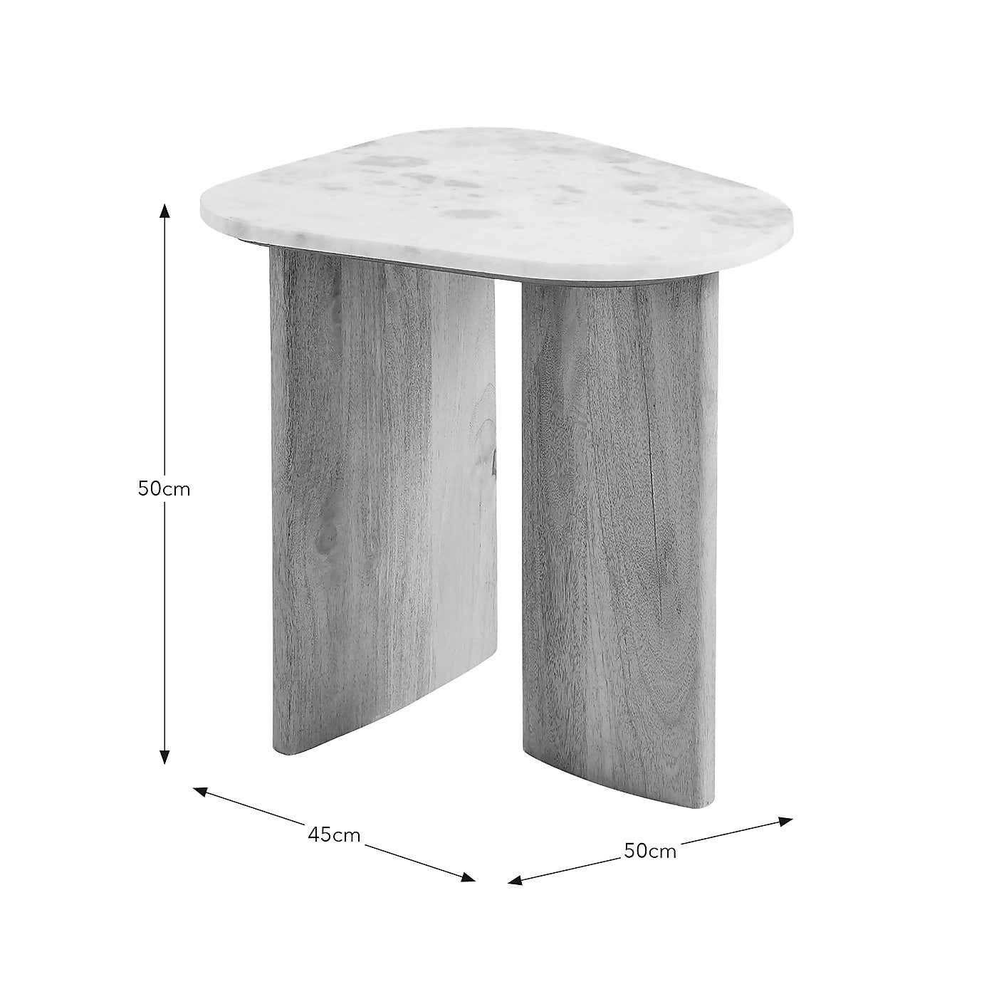 Arya Oval Side Table, Marble