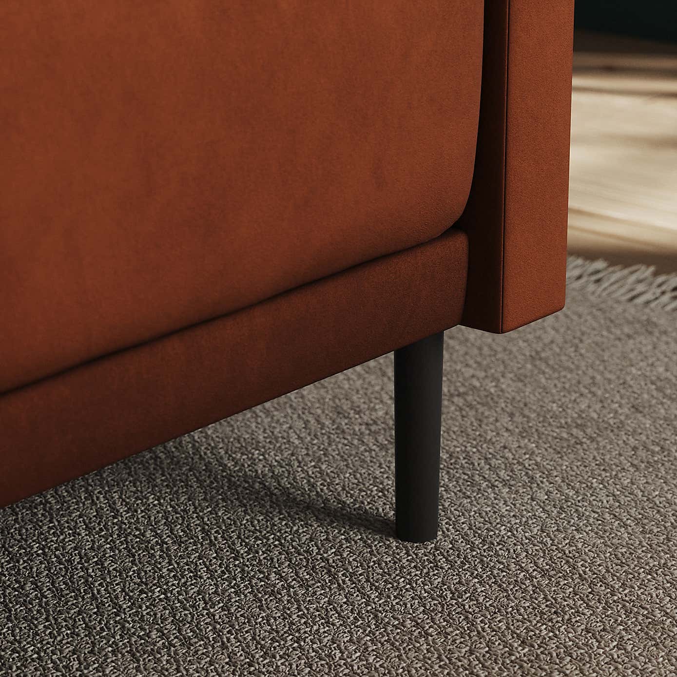 Mae Corner Dining Bench, Matte Plush Velvet