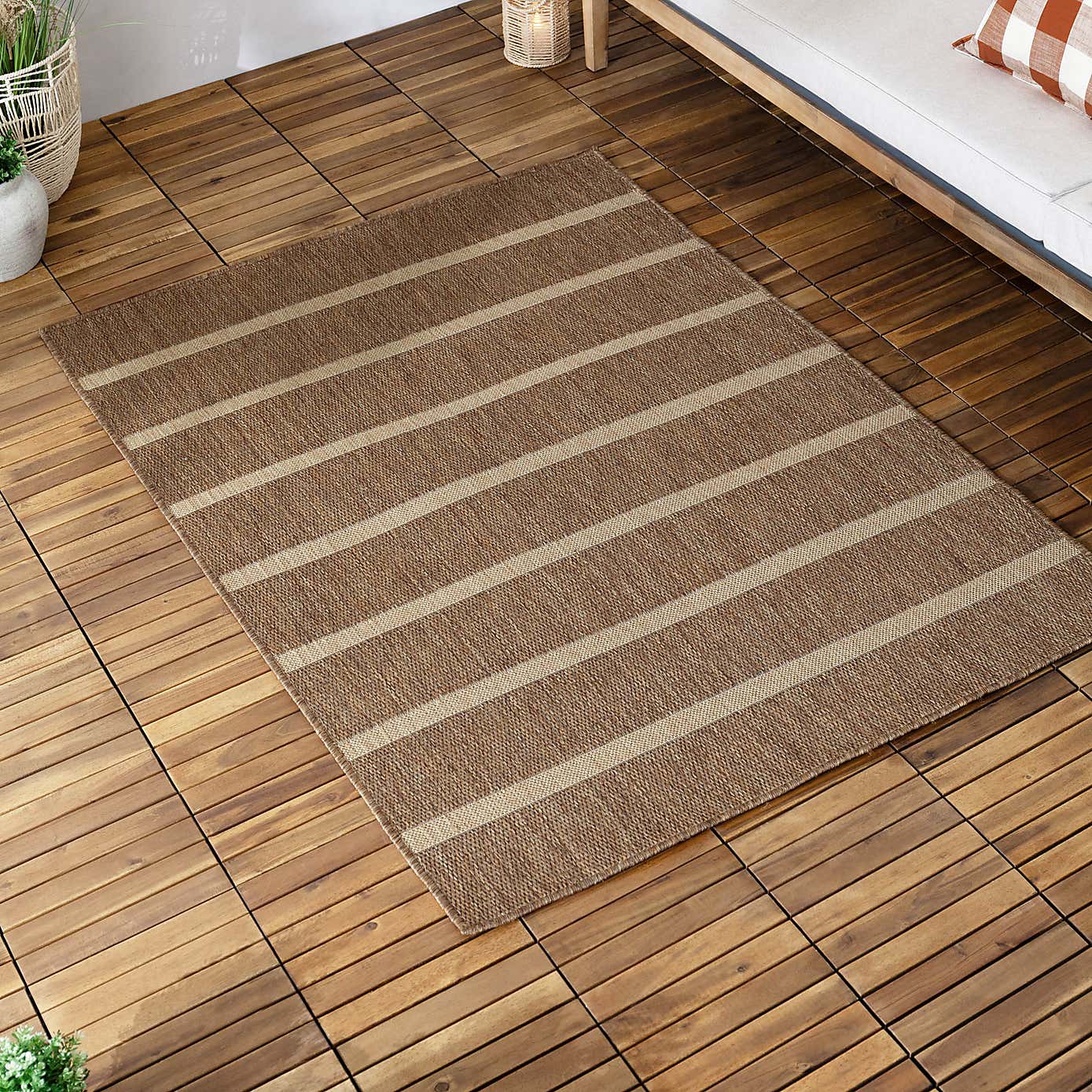 Yard Tala Stripe Jute Effect Indoor Outdoor Rug