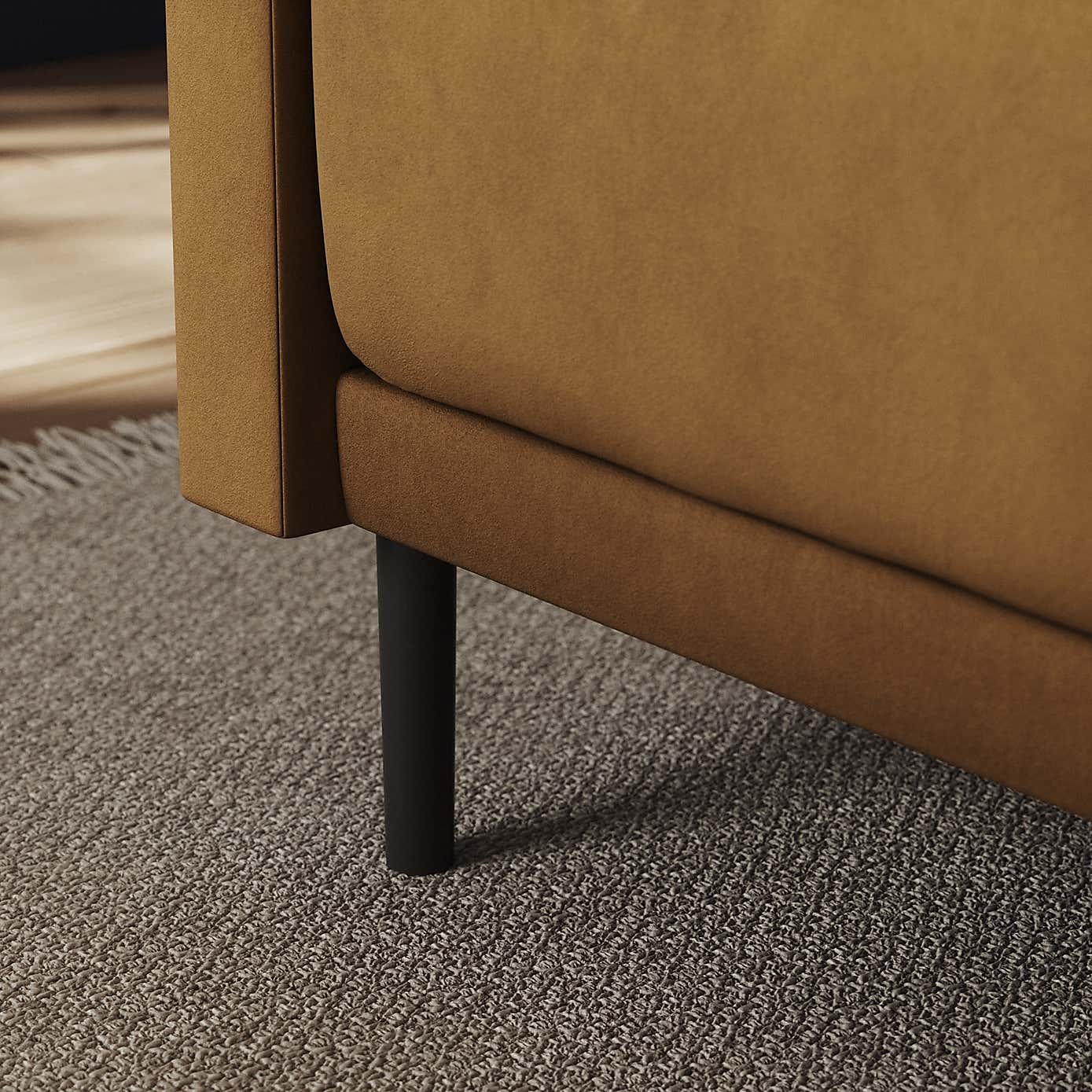 Mae Corner Dining Bench, Matte Plush Velvet