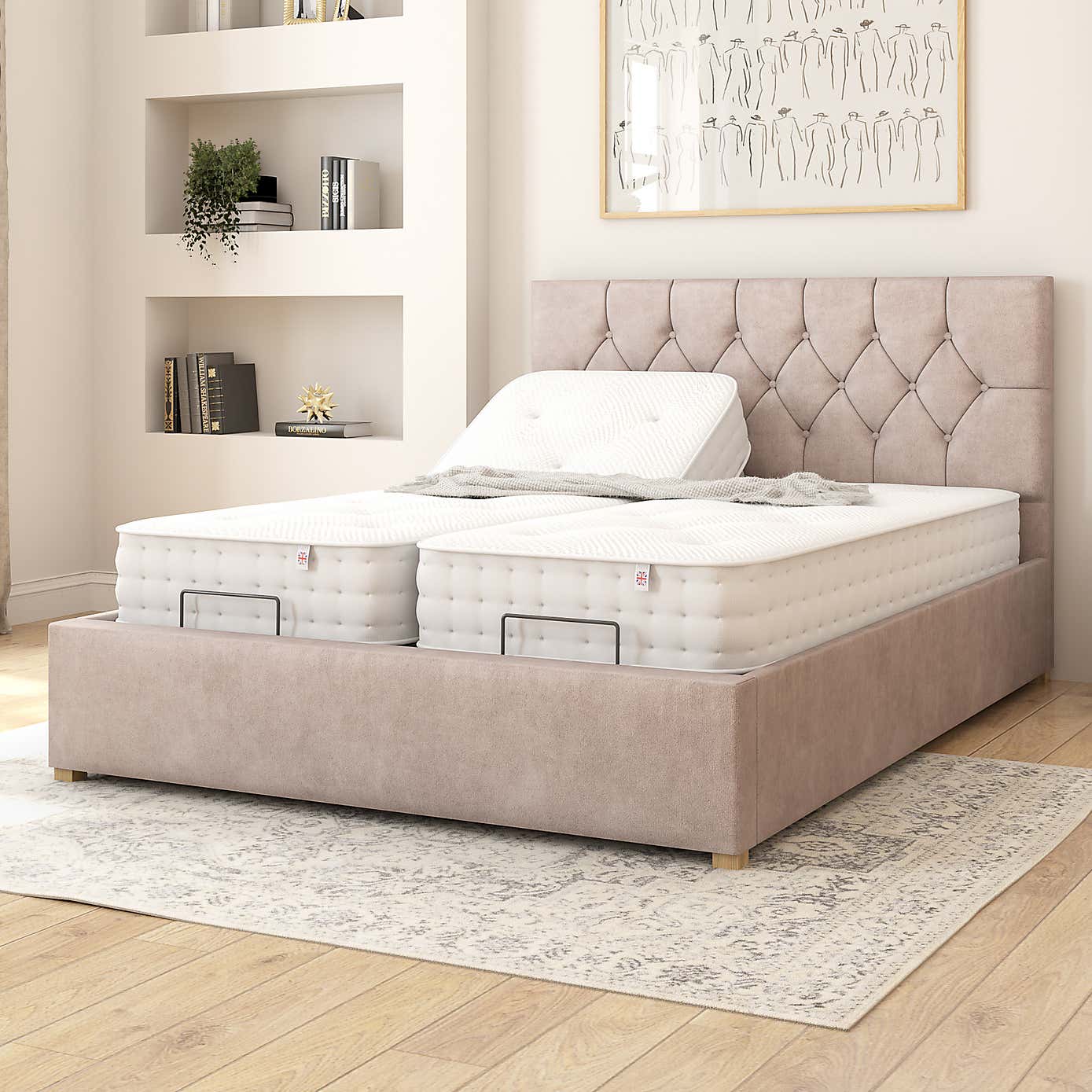 Olivier Plush Velvet Adjustable Bed