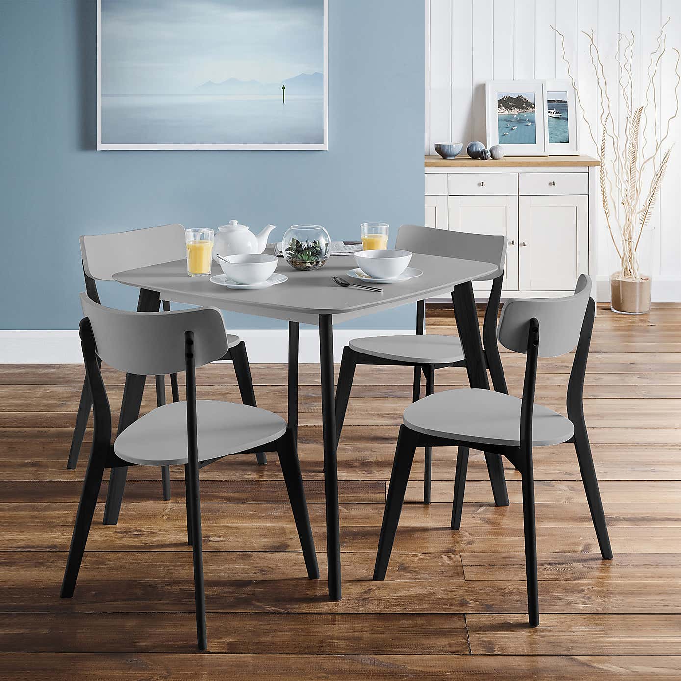 Casa 4 Seater Square Dining Table, Grey and Black
