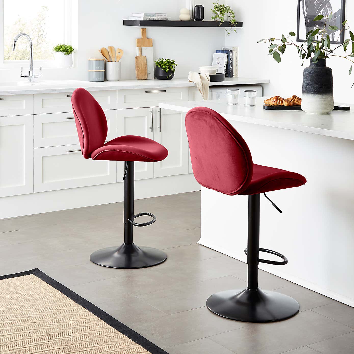 Jayde Adjustable Bar Stool, Velvet