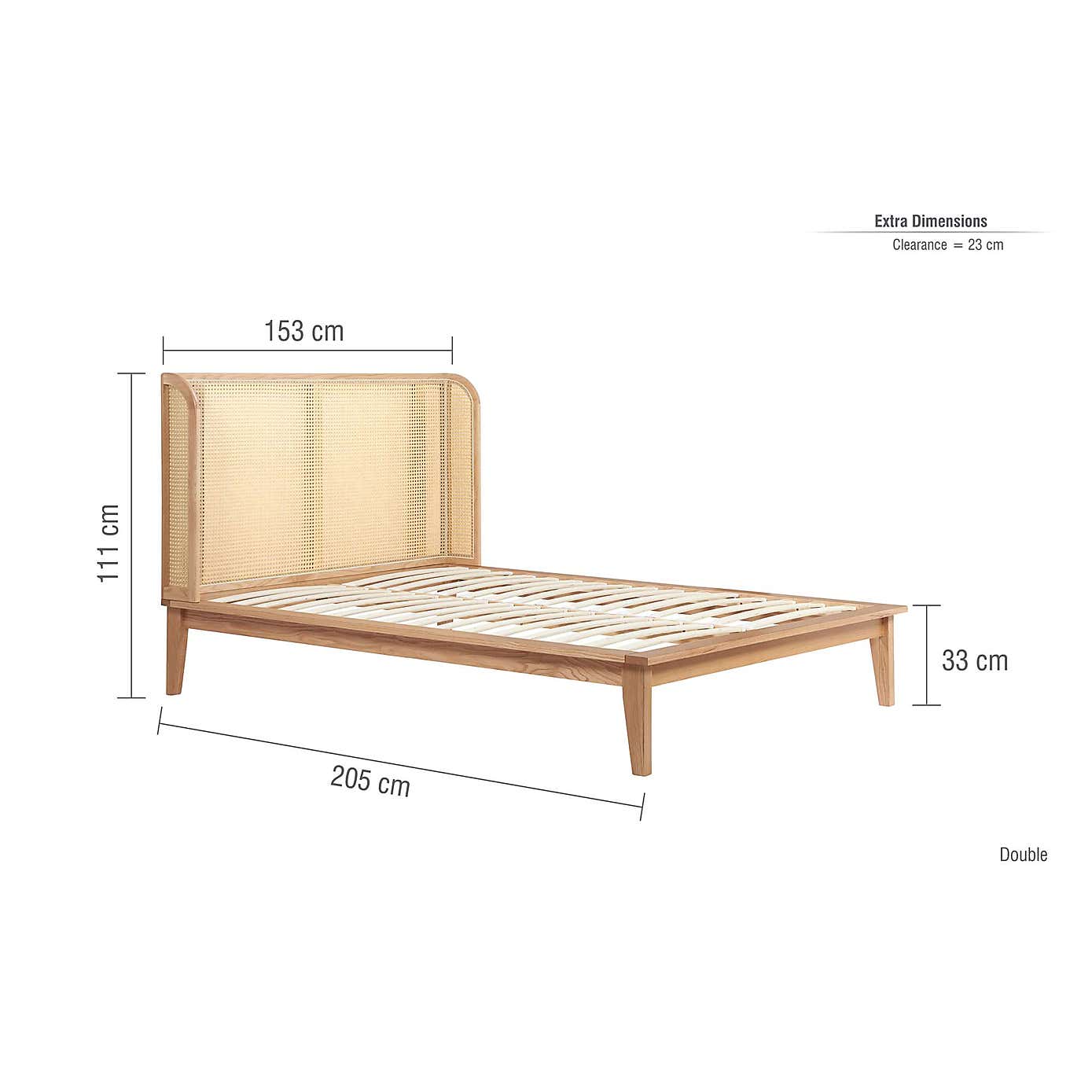 Birlea Astrid Rattan Bed Frame, Oak