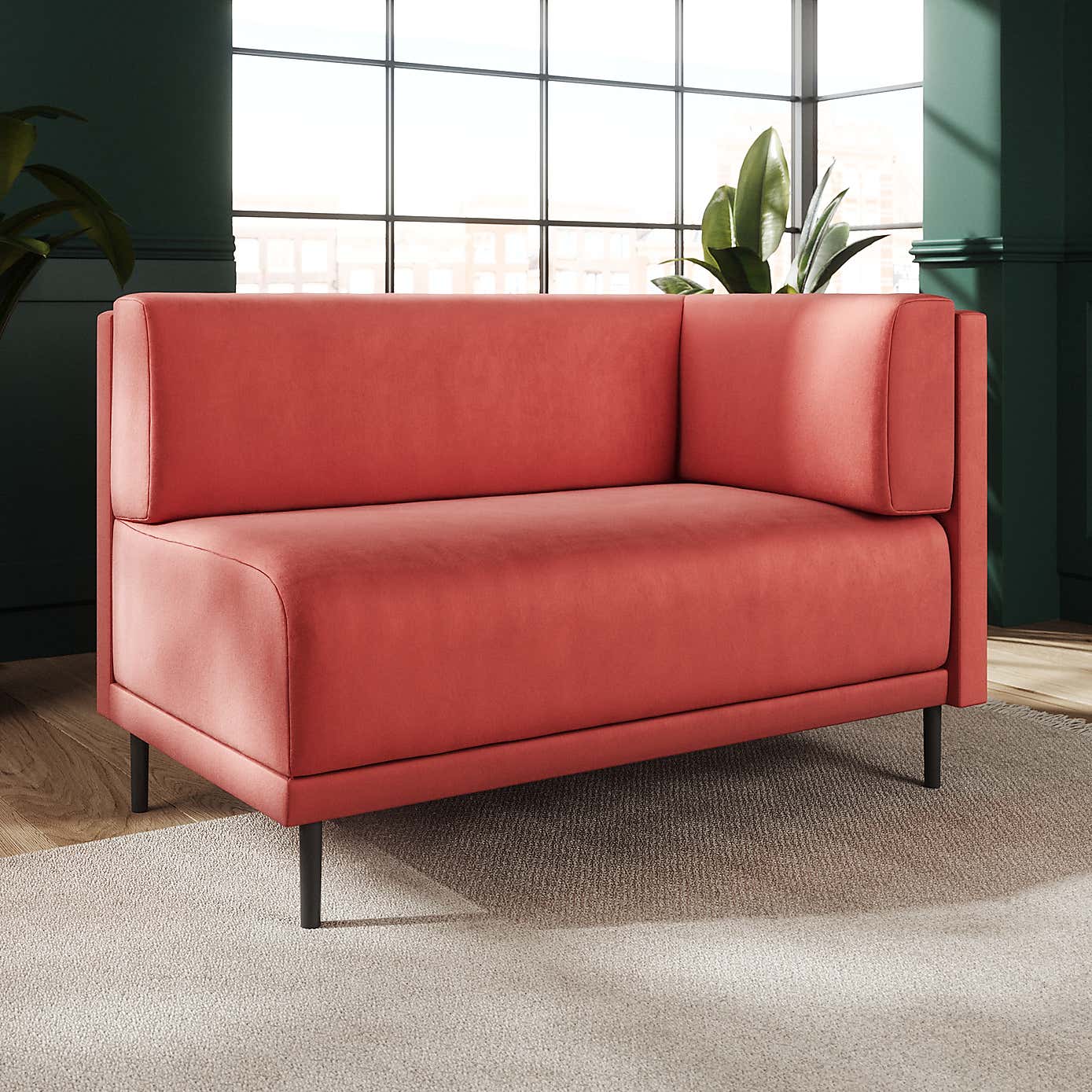 Mae Corner Dining Bench, Matte Plush Velvet