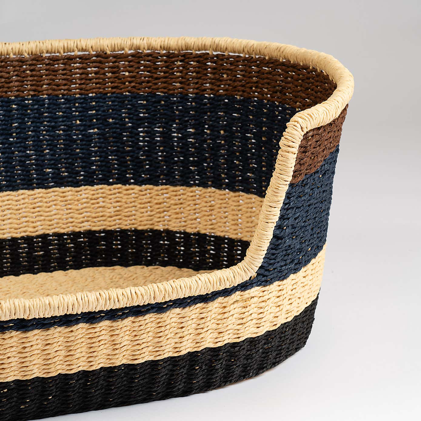 Navy and Brown Stripe Woven Pet Bed