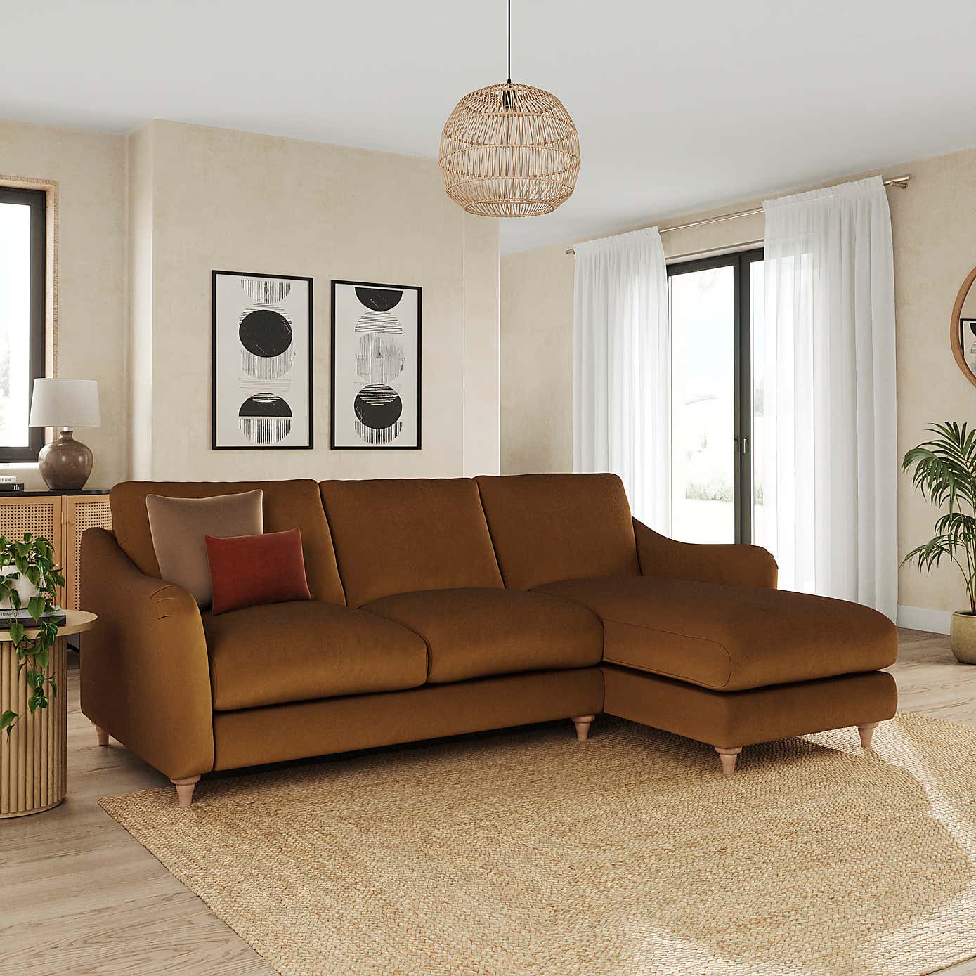 Hattie Matte Plush Velvet Corner Chaise Sofa