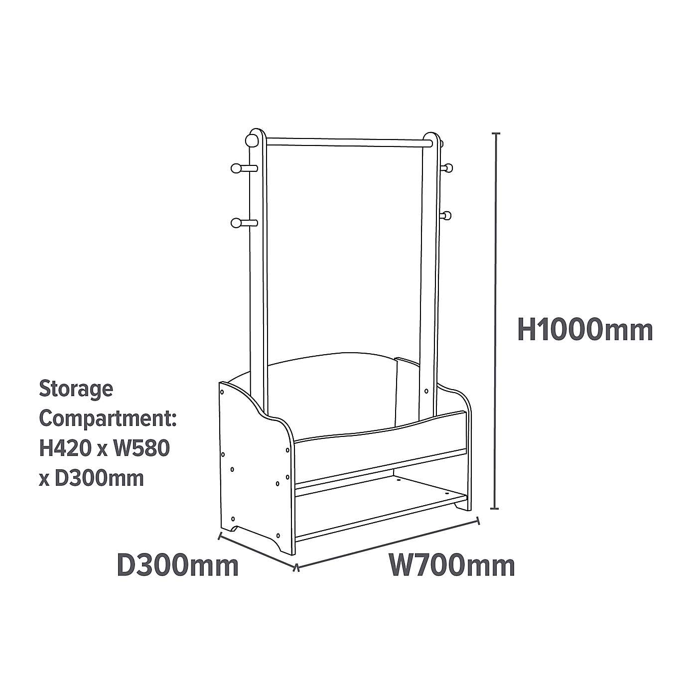 Liberty House Kids Hanging Rail With Extra Storage