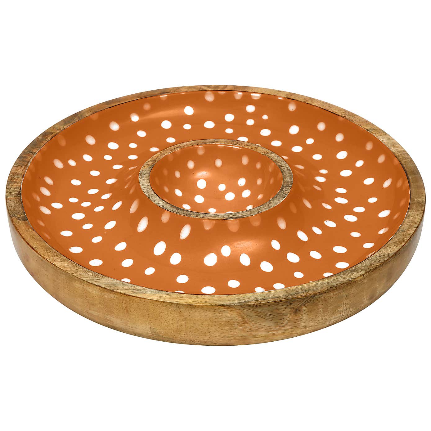 Dexam Sintra Mango Wood Spotted Chip and Dip Bowl