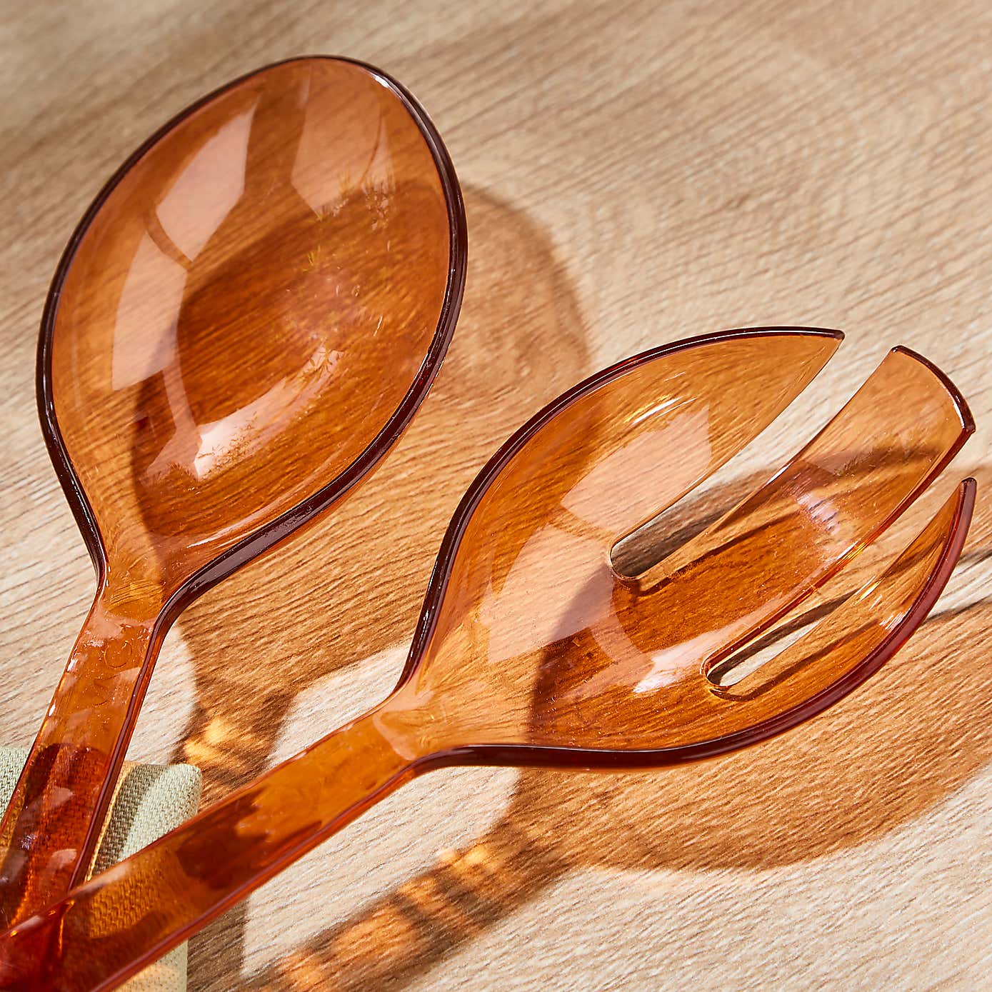 Umber Ripple Acrylic Salad Fork and Spoon Set