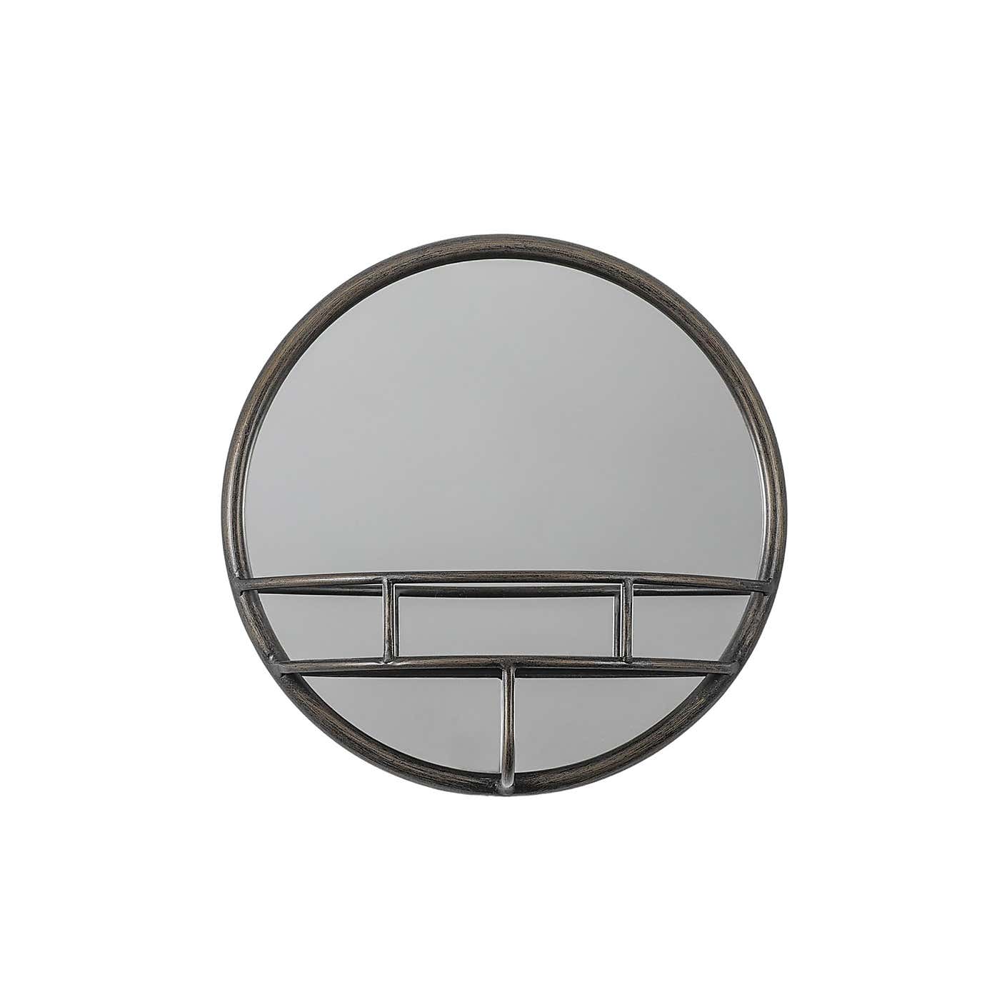 Millbury Round Wall Mirror with Shelf