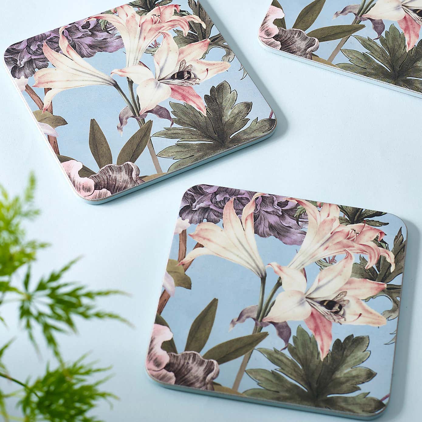 Set of 4 Kew Bee Floral Coasters