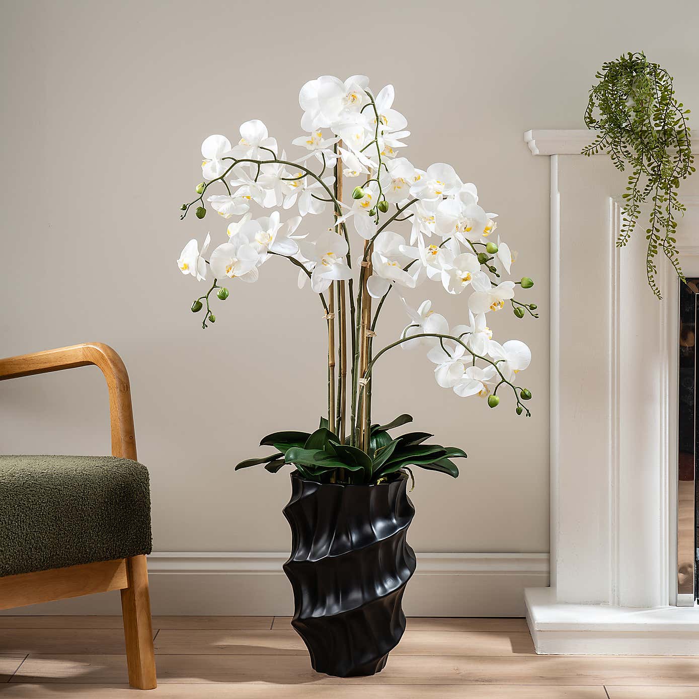Artificial Real Touch Phalaenopsis Orchid in Stone Pot