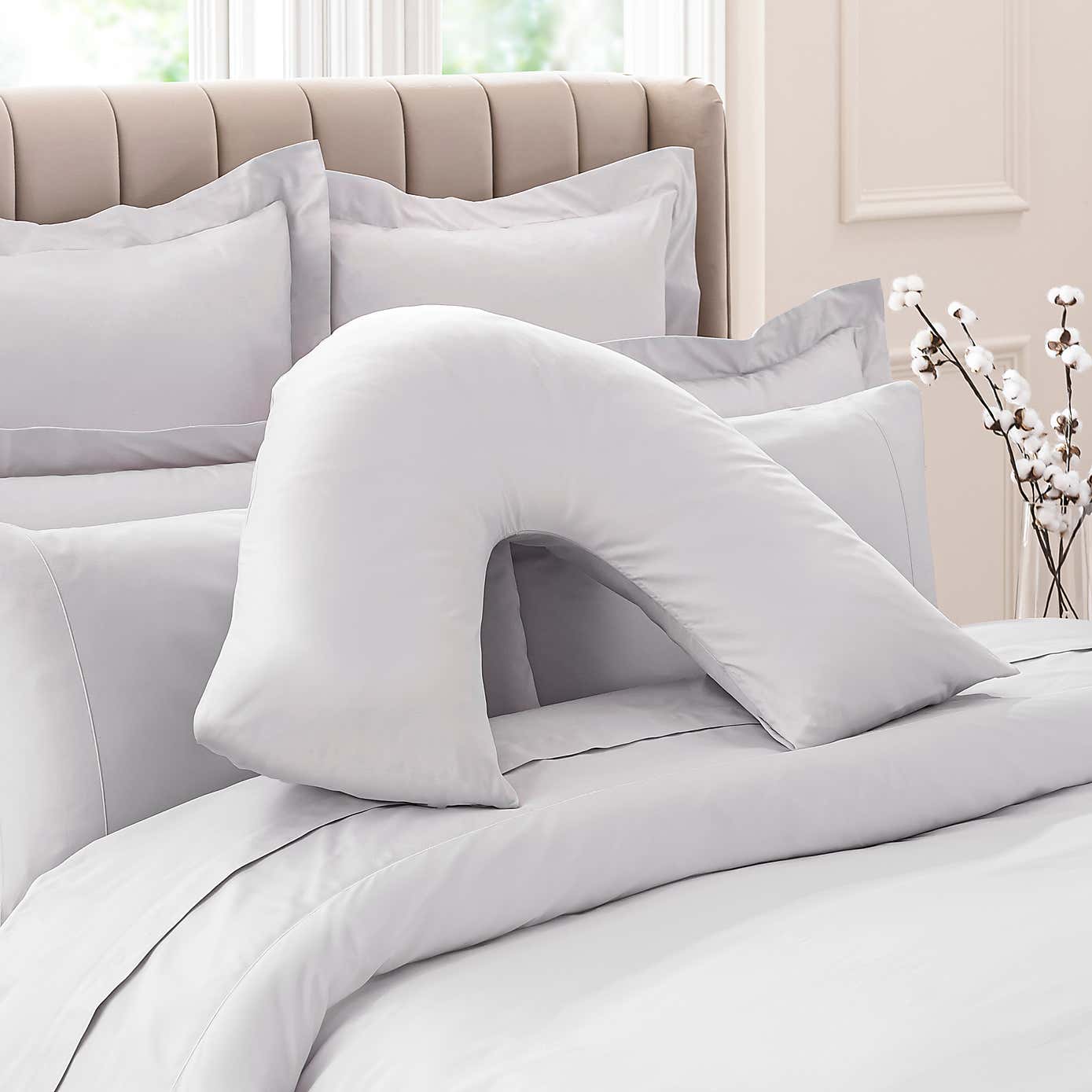 Dorma 300 Thread Count 100% Cotton Sateen Plain V-Shaped Pillowcase